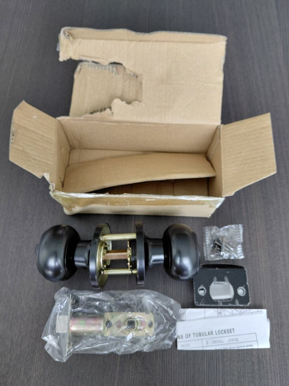 Matte Black Interior Passage Door Knob Set Tubular Lockset locking Open Box